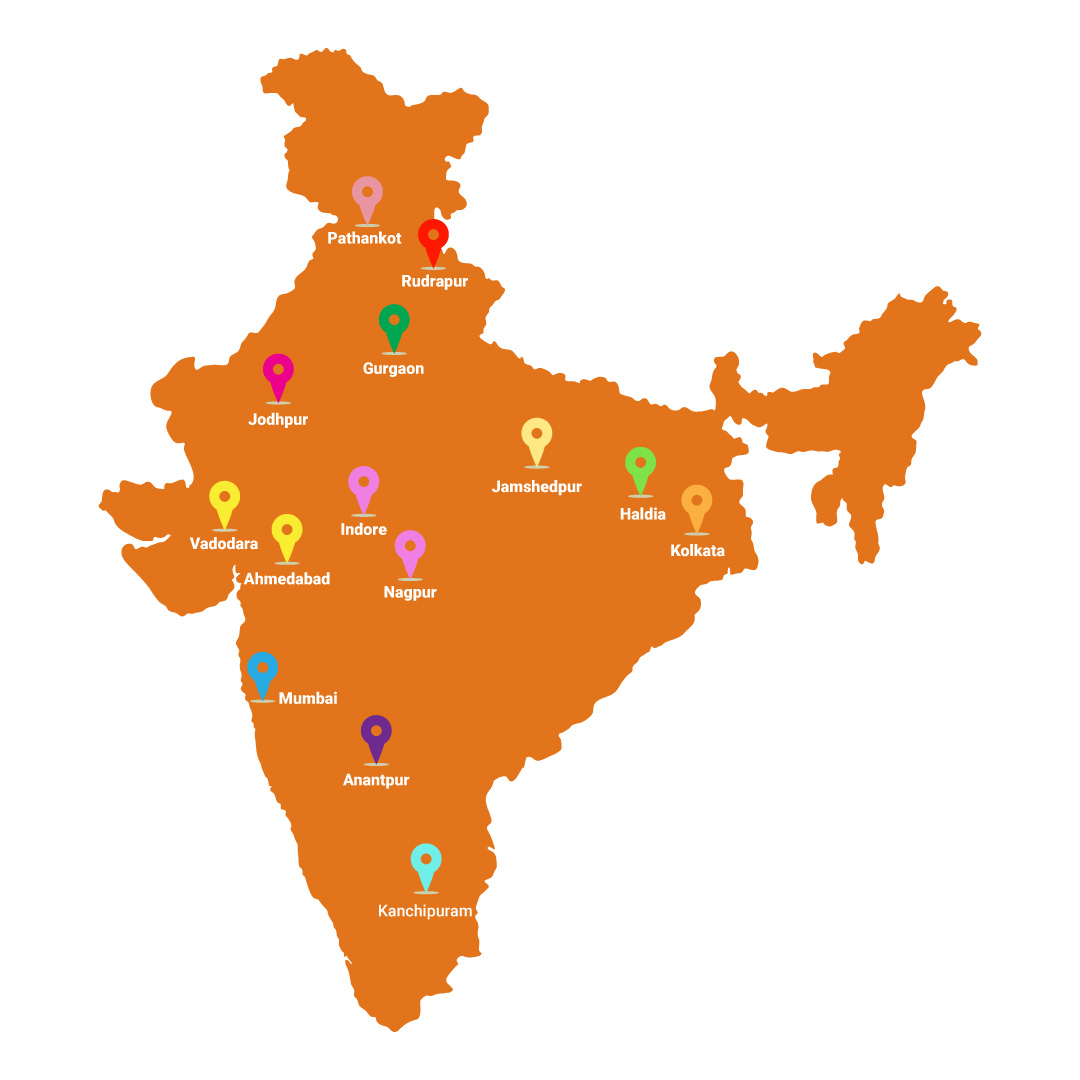 Map of Shivam Automovers branches across India